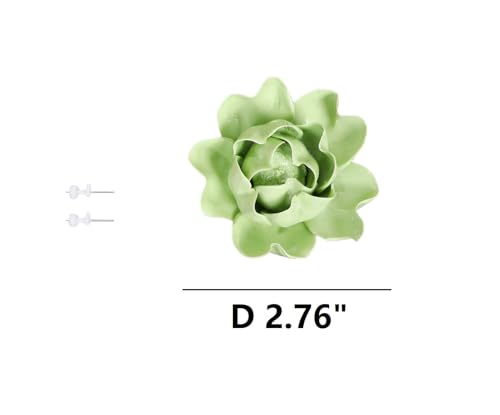 Image of Ceramic Flower Wall Art Decor, Artificial Flower Wall Sculpture,Handmade Ceramic Flowers for Home,Hallway,Living Room, Kitchen,Bathroom (Fruit Green,Luoyang Peony, 2.76 inch)