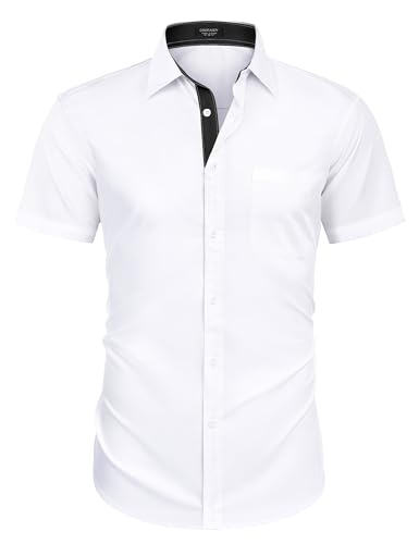 COOFANDY Men's Dress Shirt Wrinkle Free Regular Fit Stretch Short Sleeve Button Down Shirts2