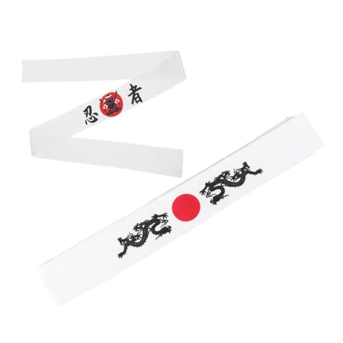 Toyvian 2 Piezas Diadema Japonesa de Poliéster Tradicional Cómoda para Cocina Ejercicio y Disfraces de Sushi con Estampado Ninja