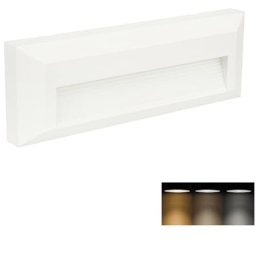 Dopa Dopastore Lampada da Parete Segnapasso da Incasso LED 6W Design Rettangolare con Linee Interne Tecnologia CCT Integrata per Esterni IP65 (Bianco)