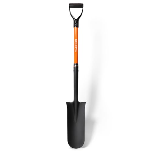 KOLEIYA 45-Inch Heavy Duty Orange Fiberglass Handle Drain Spade Shovel.Sharp Shooter Digging Shovel for Gardening,Planting and Trenching.Durable Spade Shovel for Heavy Duty Digging and Drainage