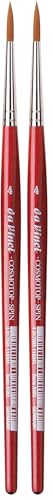 Image of da Vinci Watercolor Series 5580 CosmoTop Spin Paint Brush, Round Synthetic with Red Handle, Size 4 (5580-04) (Pack of 2)
