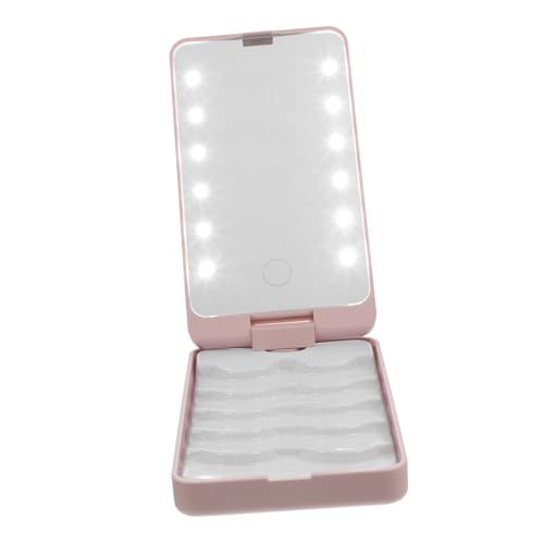 NOLITOY まつげ収納ボックス まつ毛収納ケース ledまつげケース まつげカーラー まつげボックス led light led-テープ 鏡付きまつげケース 化粧容器 腹筋 Golden