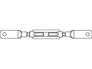 DIN 1480 Stahl SP-BS galvanisch verzinkt Spannschlösser geschmiedet, offene Form, mit 2 Battschraube - Abmessung: SP BS M16 (1 Stück)