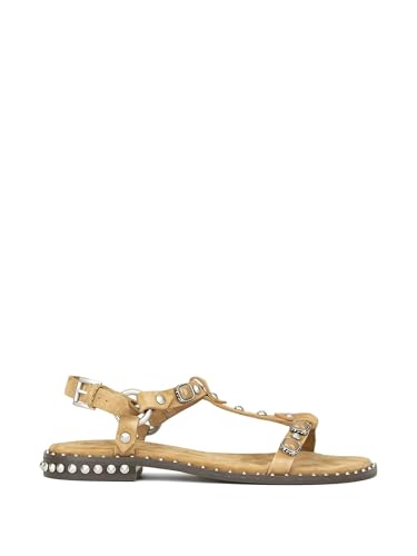 ASH Sandales plates en daim avec détails Goujons PODIUM03 Moka MOU 36, beige, 39 EU