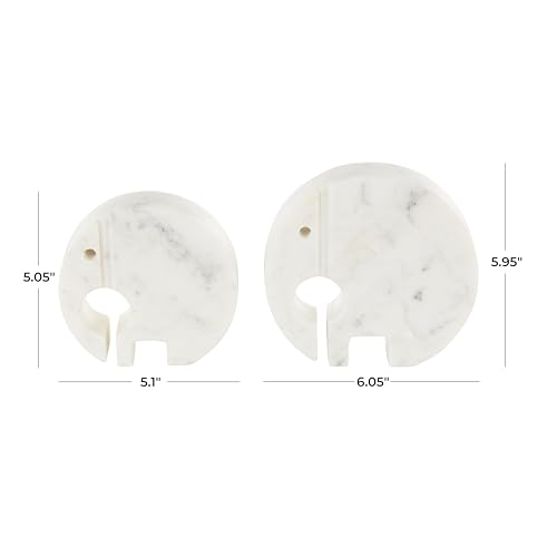 Set de 2 esculturas decorativas elefante de mármol blanco miniatura 6