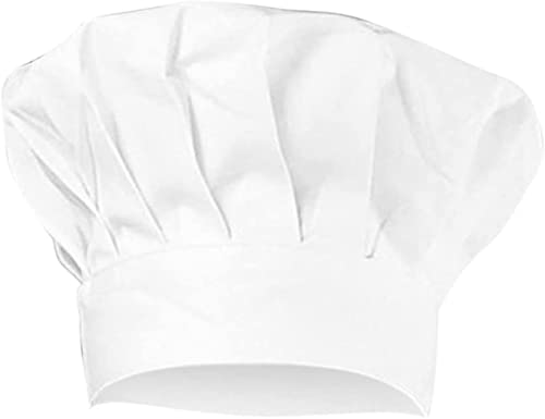 Gorros de Chef,Sombrero de Cocinero Ajustables en Algodón Elástico Gorro de Chef para Adultos y Niños,Blanco