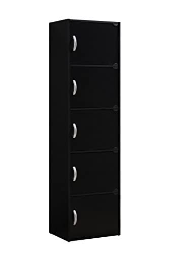 DINSO 5-Shelf Bookcase Cabinet, Black Storage Pantry Black Cabinet with Doors and Shelf Color Cabinet Salon doorless Cabinet Book Cabinet with Doors cabnit with Shelves