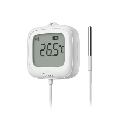 SONOFF SNZB-02LD Capteur de température étanche Zigbee avec sonde en acier inoxydable de 1,5 m, écran LCD, plage...