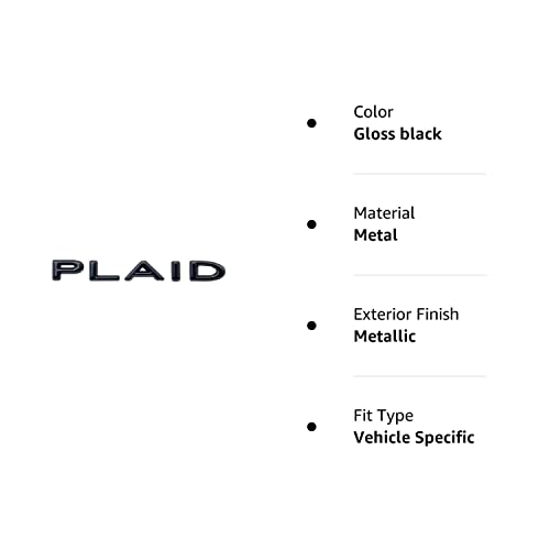 Plaid Letter Logo Badge Emblem Fit For Tesla Model 3/Y/X/S (Gloss Black) #TOP2