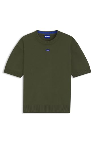 Pull manches courtes HUGO San Carson-CP en maille fine premium bleu