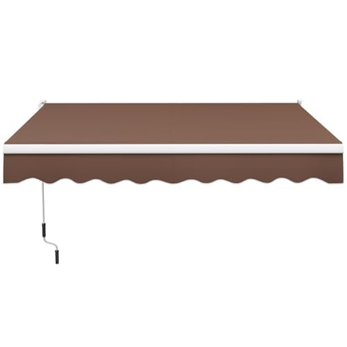 FANTASK 3 x 2.5 m Articulated Arm Awning Balcony Awning Patio Awning with UV and Waterproof Material Aluminium Frame and Crank Brown