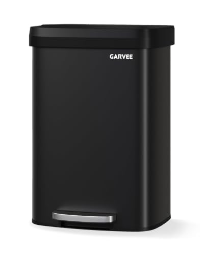 Garvee Poubelle Cuisine 50 L à Pédale Acier Inoxydable, Fermeture Douce