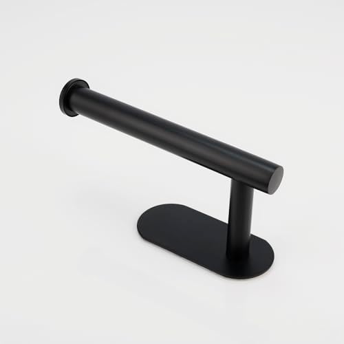 Black Toilet Paper Holder, Stainless Steel Wall Mounted Bathroom Tissue Roll Holder - No Drill Installation, Space Saving Design for Home, Apartment, Hotel, RV image 4
