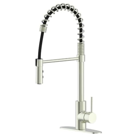 RUNFINE Patented Design 21inch Commercial Style 2-Function Single Handle Pull Down Kitchen Faucet in Spot-Free Stainless Steel,Sink Faucet 1 or 3 Hole,Faucet for Kitchen Cover
