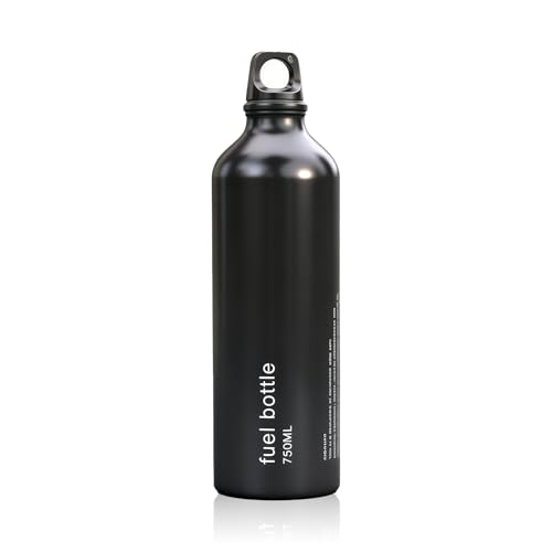 ELICTECH Outdoor Fuel Bottle in Orange Aluminum Alloy Container with Leak-Proof Cap and O-Ring Compact and Durable Storage for Camping Hiking and Backpacking (Black 750ml)