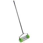 Harbour Housewares Rolling Lawn Aerator - Heavy Duty Manual Garden Tool with Spiked Drum - 40cm x 1.4m Grass Aeration Roller for Soil, Turf, Lawn Care, Gardening & Scarifying - Green