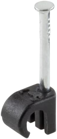 GTSE Round Black Cable Clips, For Cables 7-10 mm, Box of 100, Skirting Wire Nail Clips, Cable Tacks for Ethernet, Electrical Cables, Wires