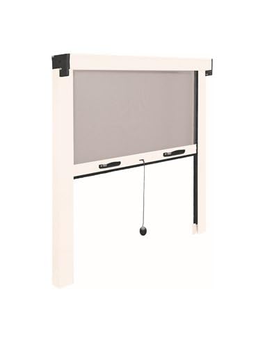 IRS Moustiquaire Enroulable avec Cadre 80x140cm en Fibre de Verre et Aluminium en Noir et Blanc