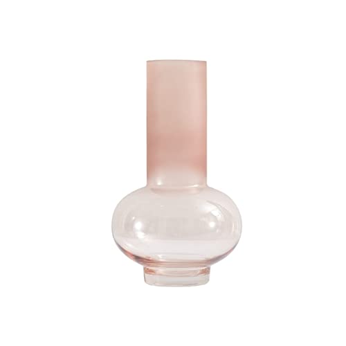 florero Jarrón de cristal rosa Simple y moderno, decoración, arreglo de flores esmeriladas, muestra de habitación, decoración suave, mesa de salón, decoración Floral jarrones para flores(Grande)