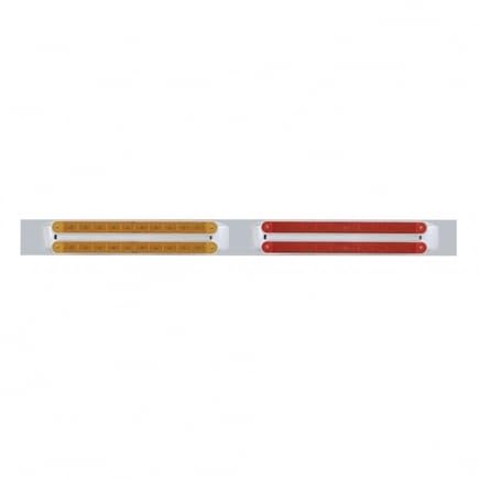 Image of United Pacific 37210 Mud Flap Hanger, Mud Flap Plate, Top, Chrome, with Four 10 LED 9 inch Light Bars, Amber & Red LED /Amber & Red Lens