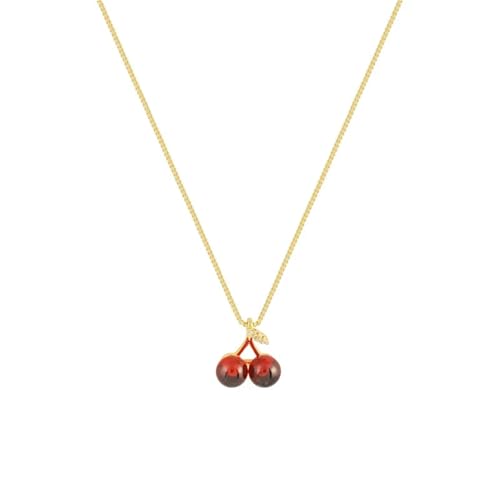 Collier acier inoxydable anti-ternissement or et cerise rouge