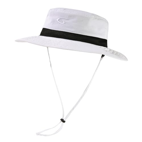 Mens White Wide Brim Mesh Sun Hat XL XXL SPF
