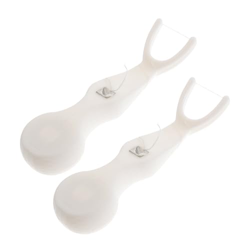 FOMIYES Palillos de Hilo Dental Reutilizables en Forma 2 Unidades Blancas Portahilo Recargable para Limpieza Interdental Cuidado Bucal Diario y Uso en Viajes