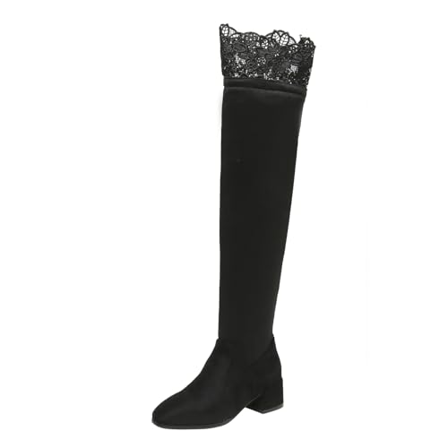 Bottes de pole dance en dentelle et talons 7cm pour femme