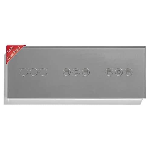 BSEED WiFi Interruptor Persiana Doble con Interruptor inteligente Panel de cristal,Panel de vidrio para 3 Gang Smart Interruptor táctil Gris 228mm