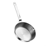 Shophubio Sartén de acero inoxidable, sartén no pequeña para una sola porción, utensilios de cocina compactos de 12 cm y 16 cm con patrón de copo de nieve, mini sartén para un calor uniforme (12 cm)
