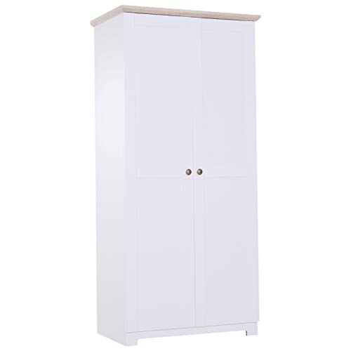 Preisvergleich Produktbild HOMCOM Aufbewahrungsschrank Mehrzweckschrank Kleiderschrank Wäscheschrank Kommode 4 Fächer 2 Türen Holz Weiß 80 x 48 x 172 cm