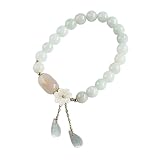 DIKACA Pulsera de Jade para Mujer Elástica Cuentas Pulidas No Alérgica Resistente Oxidación Joyería de Mano Elegante Detalle Especial