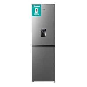 Hisense RB327N4WCE 55cm Freestanding 50/50 Fridge Freezer - 251 litre capacity - Total No Frost - Non-plumbed Water Dispenser - Silver - E Rated, H182.4 x W55 x D55.6 (cm)