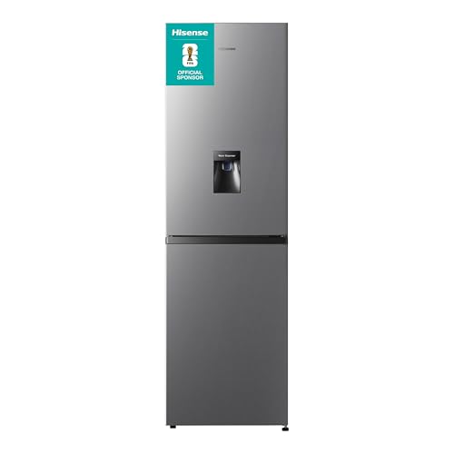 Hisense RB327N4WCE 55cm Freestanding 50/50 Fridge Freezer - 256 litre capacity - Total No Frost - Non-plumbed Water Dispenser - Silver - E Rated, H182.4 x W55 x D55.6 (cm)