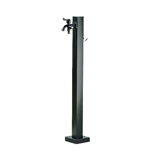 Negro Grifo Jardin INOX Grifo Exterior Grifo Patio Prueba de Congelación Poste del Grifo Columna de Agua(Color:Square colum wit Dual Faucet,Size:95cm)