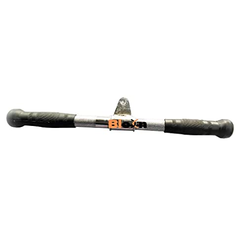 Image of Triceps Press Push Pull Down Revolving Straight Bar Grip Handle Multi Gym Cable Attachment with Safety Lock