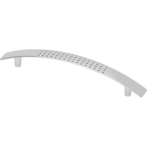 GTV Tirador para Mueble UZ-14 con Agarre Texturizado, Distancia 128 mm, Longitud 184 mm, Diseño Moderno y Clásico, Fabricado en ZnAl, Acabado Cromo Brillante