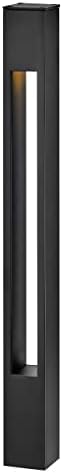 Hinkley Atlantis 12V Small Square Landscape Bollard, Aluminum, Etched Glass Lens, Modern, LED Bulb Included, Satin Black Finish