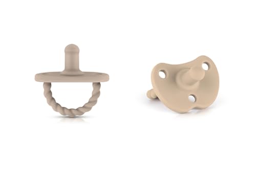 Image of Sweetie Silicone Pacifiers for Newborn Pacifier Soother Baby Pacifier Soft Silicone Certified BPA Free Set of 2 (Light Brown)