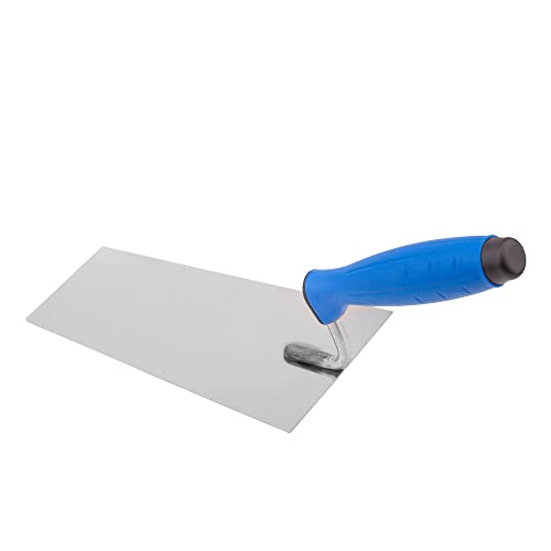 Mivos Edelstahl Trapez Maurerkelle 180 x 80 mm - Rostfreie Trapezkelle 180 mm mit Gummigriff - Stuckateur Kelle für Mauerwerk - Trapez Putzkelle Made in EU