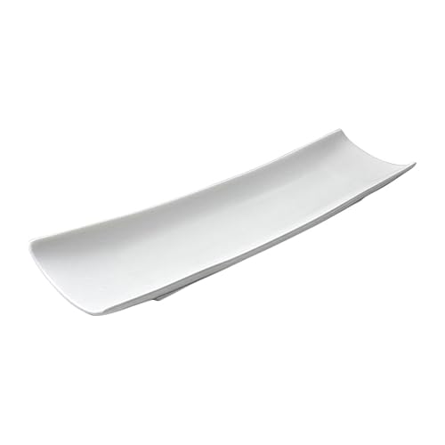ELAYARD Plato De Pescado De Cerámica 28 Cm Material Cerámico Superficie Lisa Color Blanco Cocina y Restaurante Para Servir Sushi y Mariscos