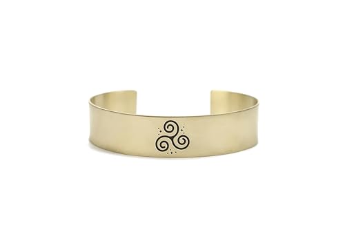 Bracelet Wiccan en Or Ajustable à Pentacle Gravé Chic