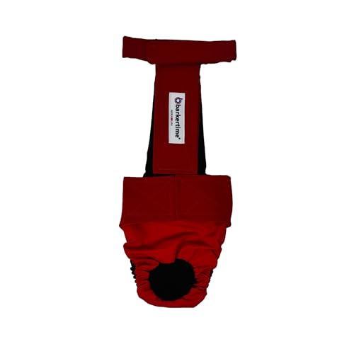 Barkertime Cherry Red Dog Diaper Overall, S, with Tail Hole - Made in USA