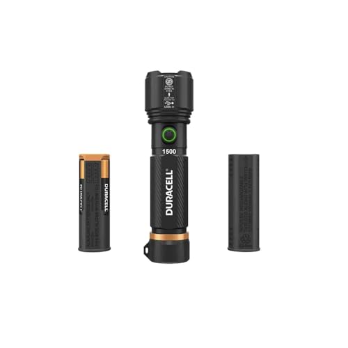 Duracell Durabeam Ultra Hybrid LED Flashlights,1500 Lumens, Rechargeable 3.7V/1800mAh battery Or Duracell AAA - Pack Of 4, Built-In USB C Port