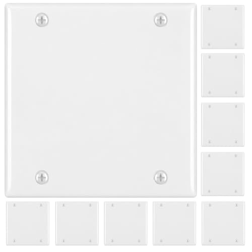 Cmple - 2 Gang Blank Wall Plate, Standard Size, Polycarbonate Thermoplastic Panel GFCI Wall Plate with Screws - White