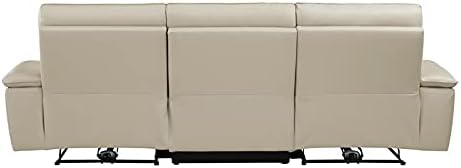 Miniatura 5 de Pemberly Row Sofá reclinable doble de cuero de 110 pulgadas con reposacabezas en color beige