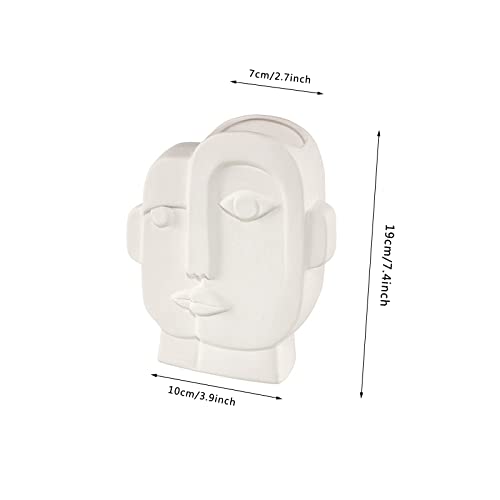 Lifexquisiter 022 Abstract Face Vase For Flowers, White Ceramic Face Flower Vase For Centerpieces, Modern Minimalist Style Vase For Bedroom, Living Room, Study thumb #2