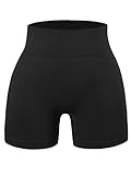 Picture of SPICE UNION Workout Shorts Womens for Running Yoga Biker Gym High Waist Spandex Ribbed Seamless Athletic Leggings(S010L-1hei) Black