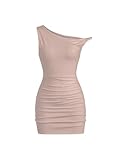 SOLY HUX Women's Summer Mini Dresses Off The Shoulder Ruched Bodycon Graduation Dress Sexy Going Out Party Club Outfits Light Pink XS